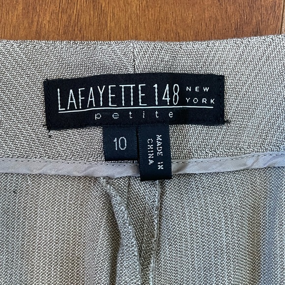 New LAFAYETTE 148 Wool Trouser Tan Gray Dress Pants Size Petite 10 NWT - Picture 12 of 15